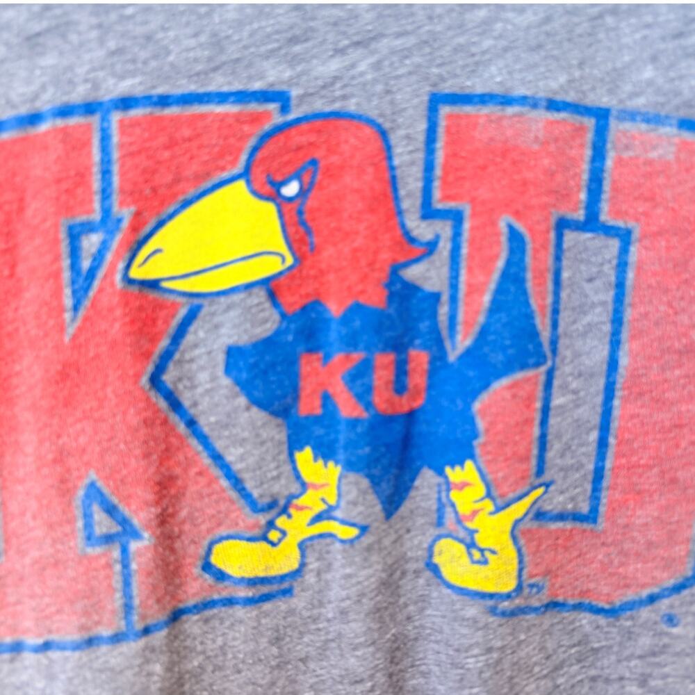 Kansas Jayhawks KU Mascot T Shirt Womens Medium Gray NCAA College Tee - Picture 4 of 4